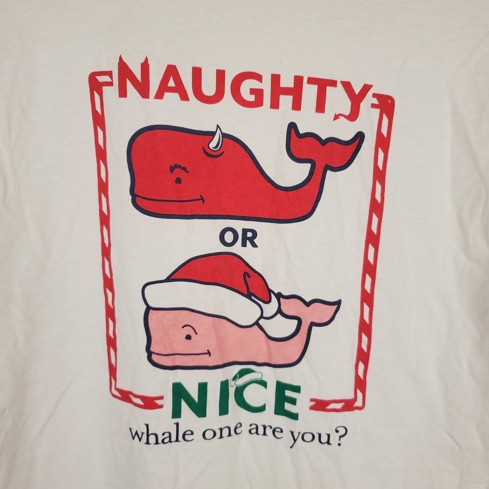 Vineyard Vines Christmas Long Sleeve Tee. "Naughty or Nice." MED. #0208 - Picture 7 of 11